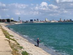 Around the point and turning North - Portsmouth coming into view.